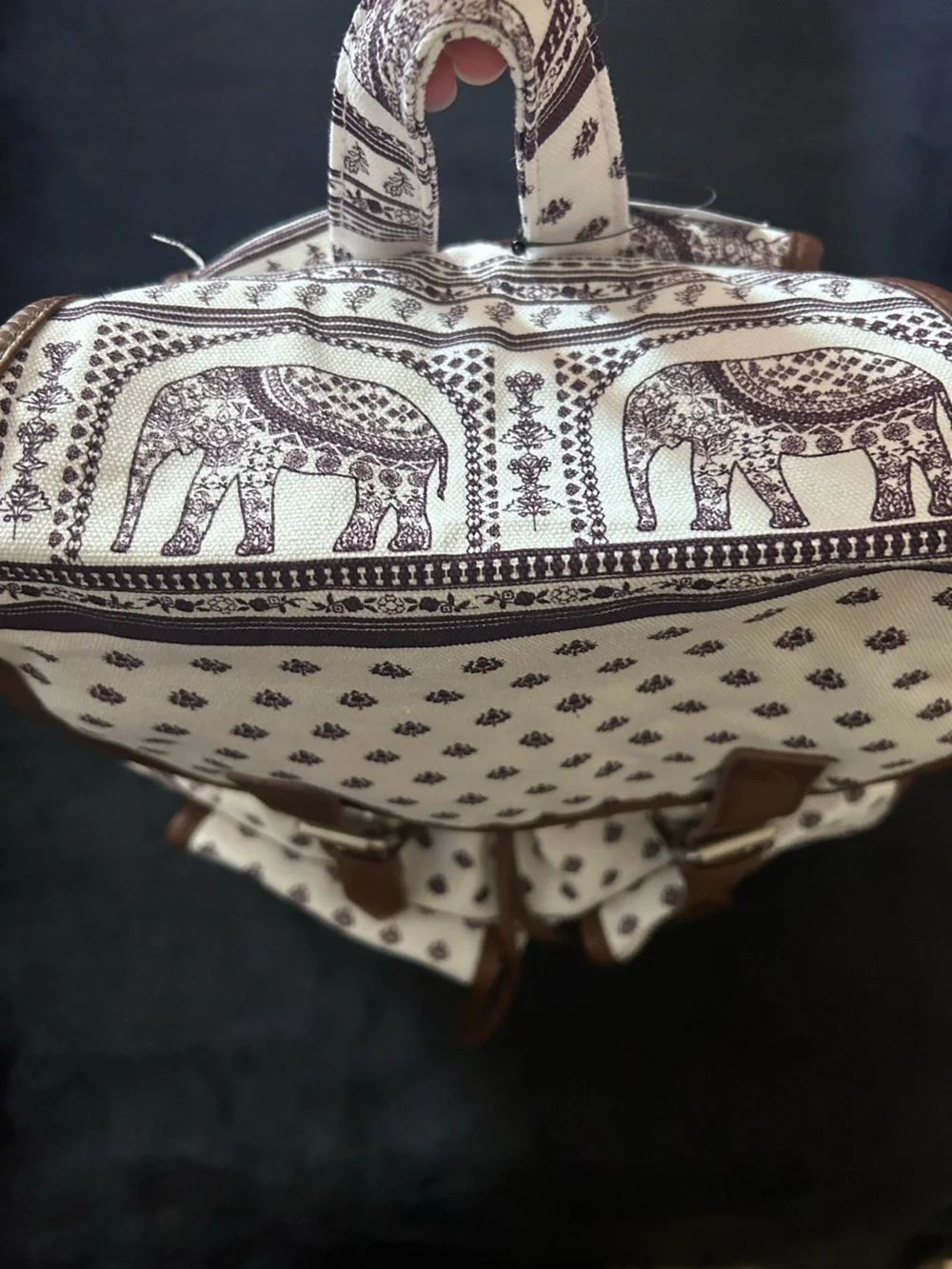 Empyre Boho Elephant Print Canvas Rucksack Backpack, Zumiez, NWT